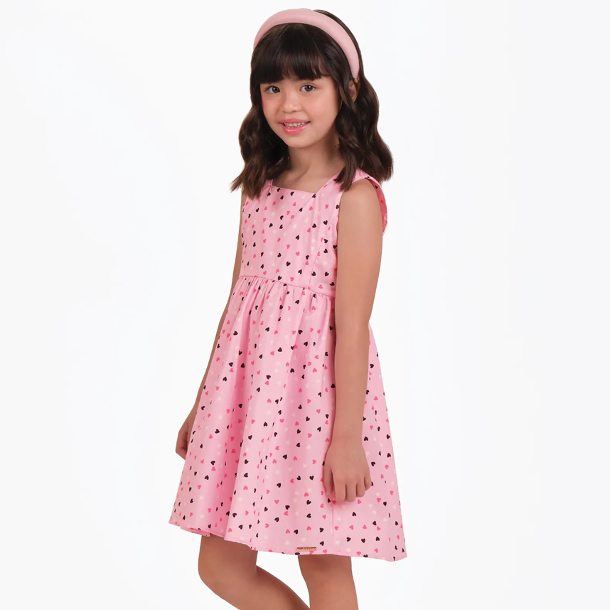 Vestido Infantil Trick Nick Cavado Estampa Coração
