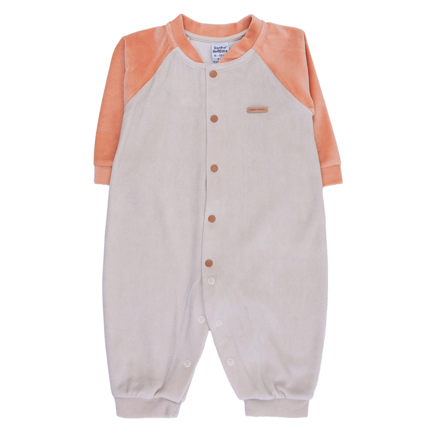 Macacão Longo Bebê Sonho Mágico Liso Com Botão