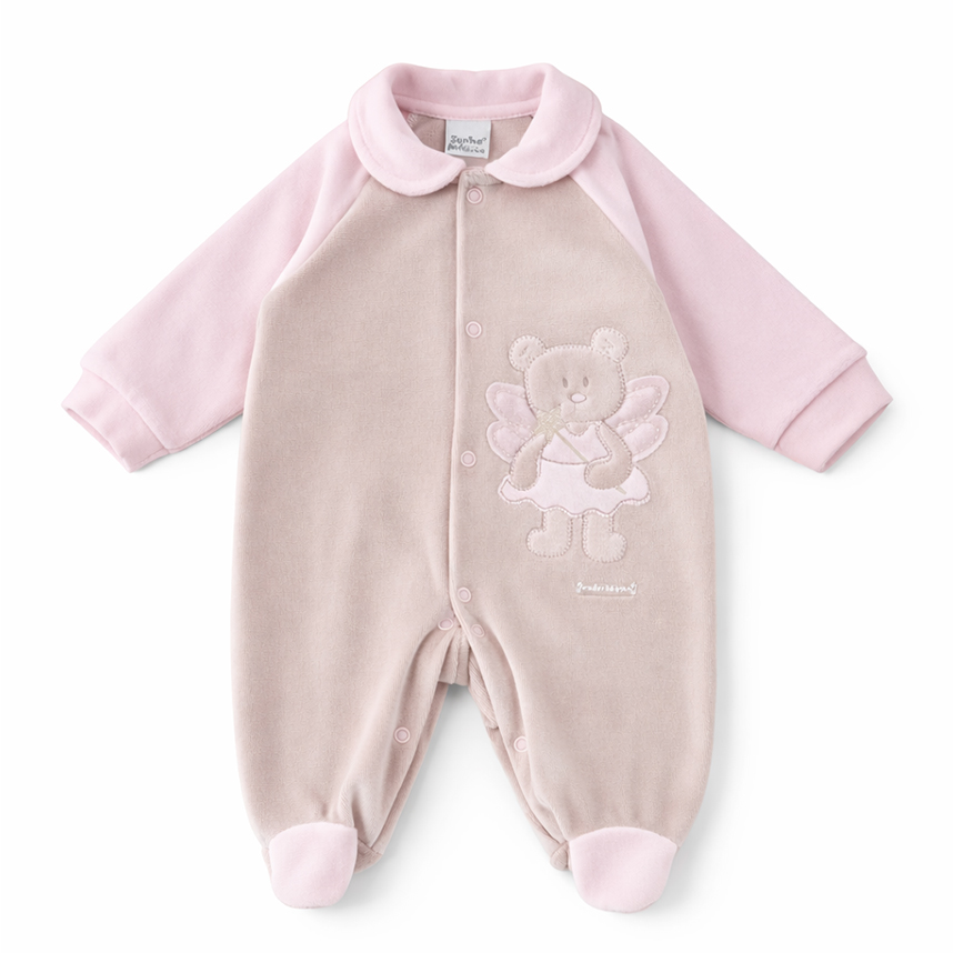 Macacão Longo Bebê Sonho Mágico Plush Ursa Fada