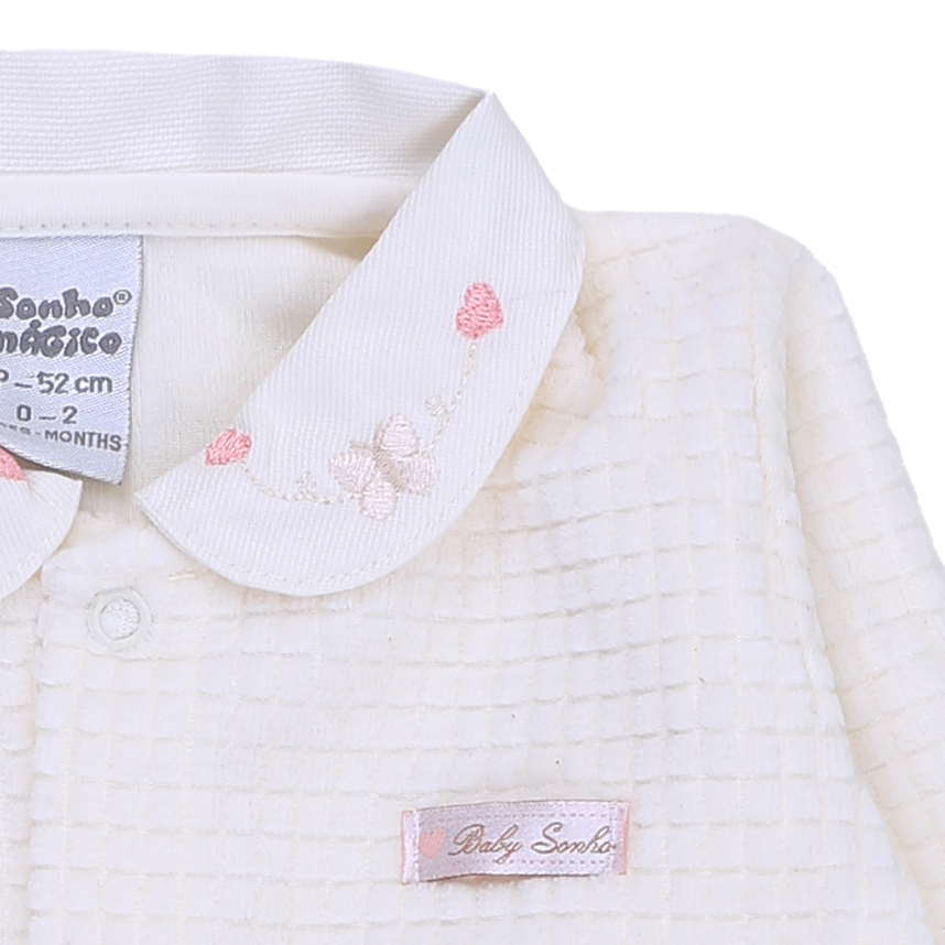 Macacão Longo Bebê Sonho Mágico Gola Bordada Macacão Longo Bebê Sonho Mágico Gola Bordada