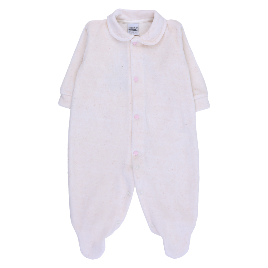 Macacão Longo Bebê Sonho Mágico Pala Lisa Com Botão