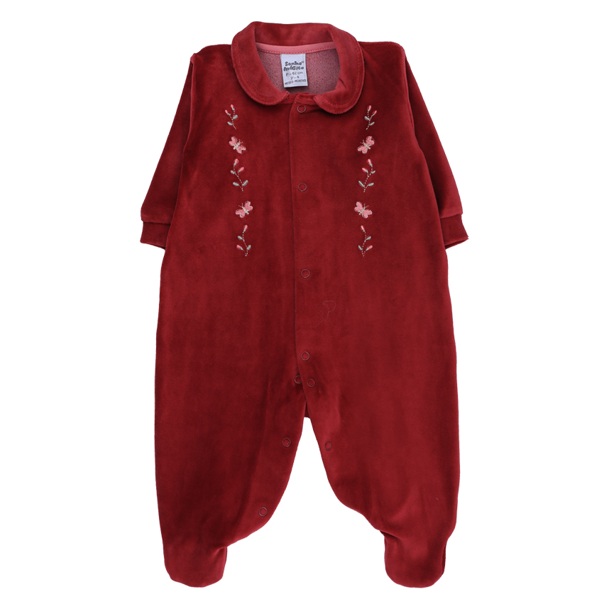 Macacão Longo Bebê Sonho Mágico Bordado Borboleta