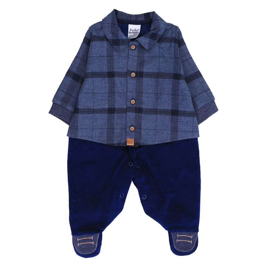 Macacão Longo Bebê Sonho Mágico Estampa Xadrez