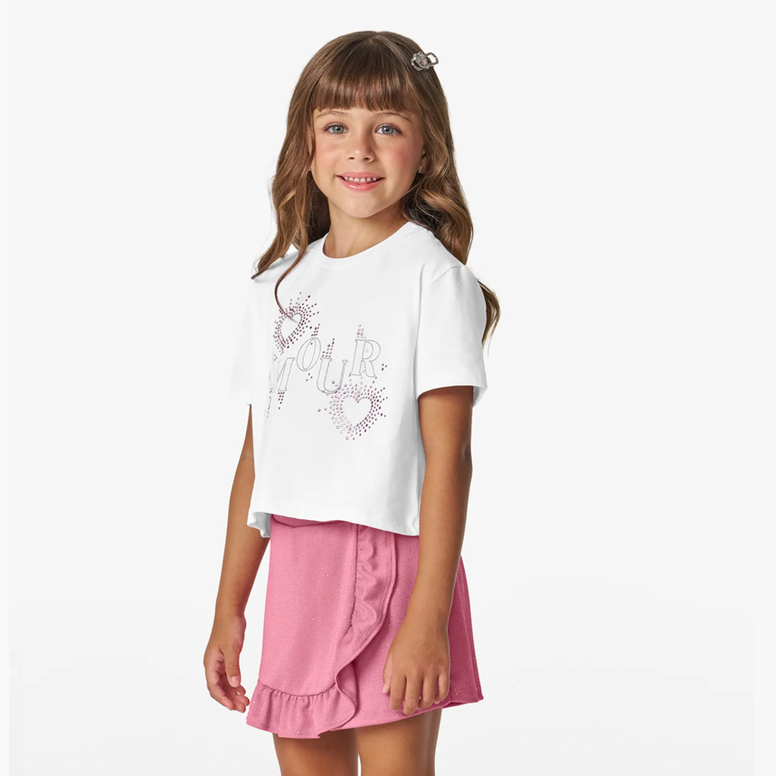 Conjunto Infantil Trick Nick Blusa Amour E Short Saia Conjunto Infantil Trick Nick Blusa Amour E Short Saia