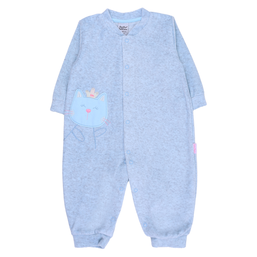 Macacão Longo Bebê Sonho Mágico Bordado Gato