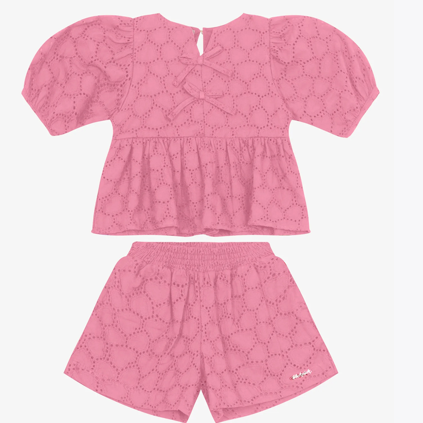 Conjunto Juvenil Trick Nick Bata E Short Laise Corações