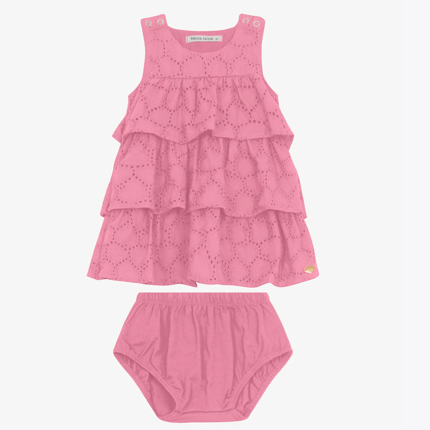 Vestido Infantil Trick Nick Cavado Laise Babado Com Calcinha