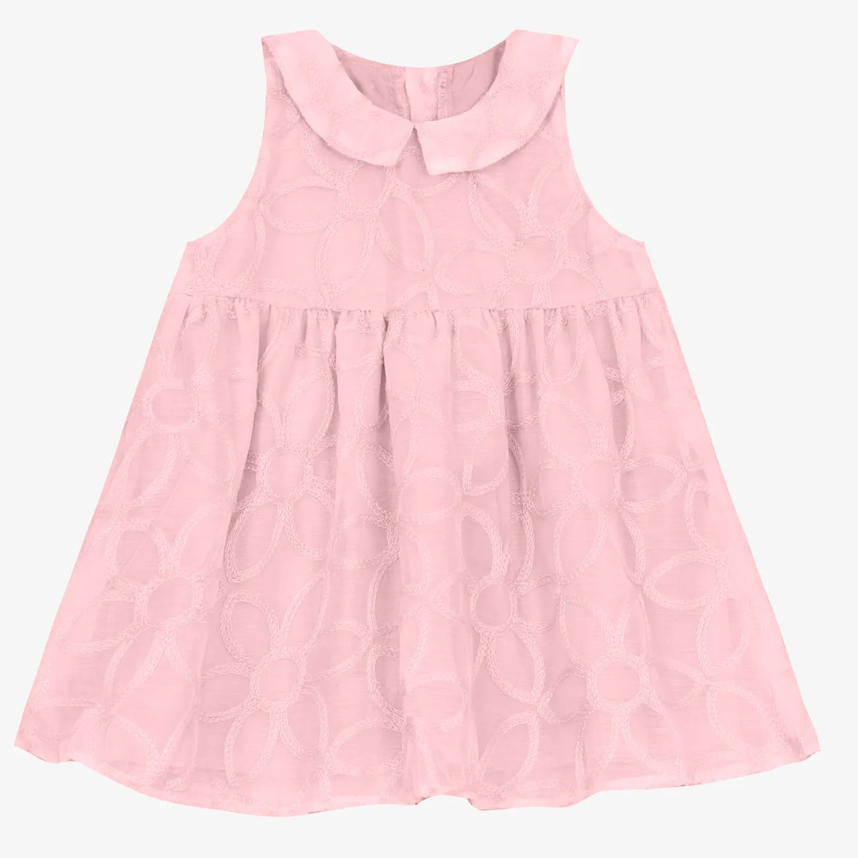 Vestido Bebê Trick Nick Cavado Gola Bordado Floral