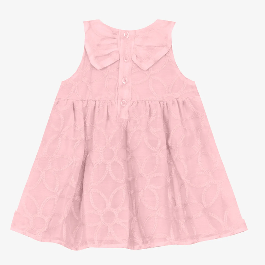 Vestido Bebê Trick Nick Cavado Gola Bordado Floral Vestido Bebê Trick Nick Cavado Gola Bordado Floral