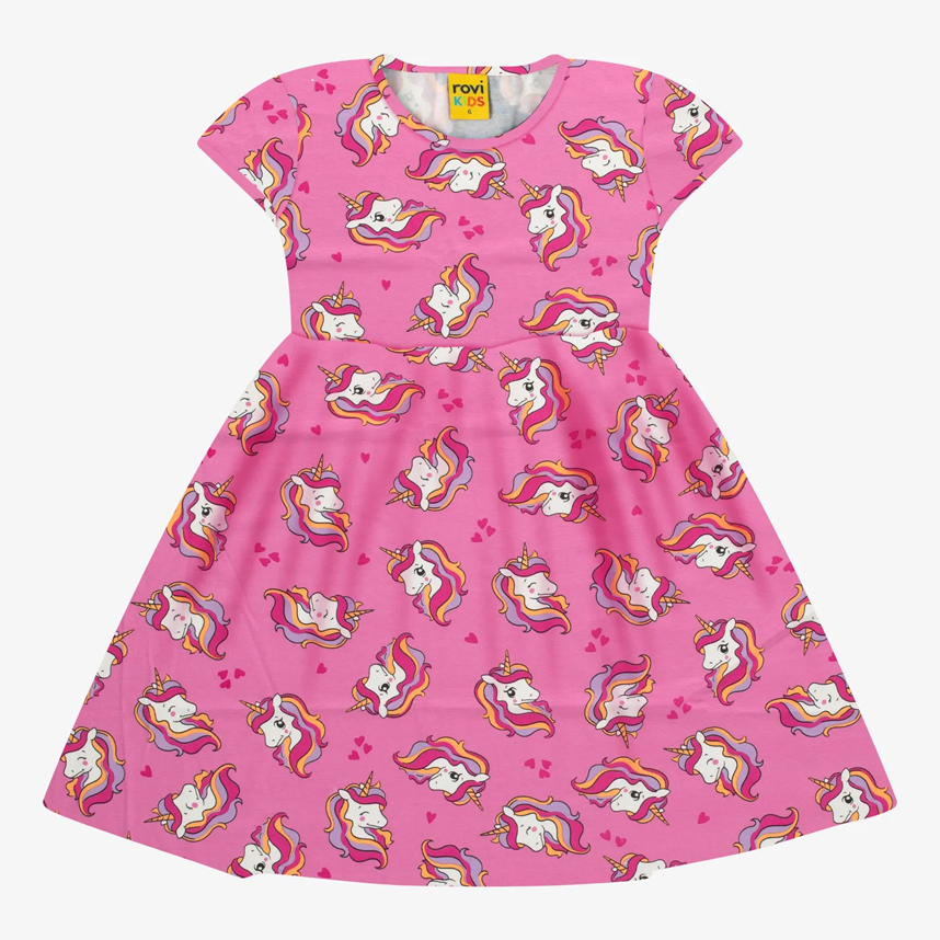 Vestido Infantil Rovitex Manga Curta Estampa Unicórnio