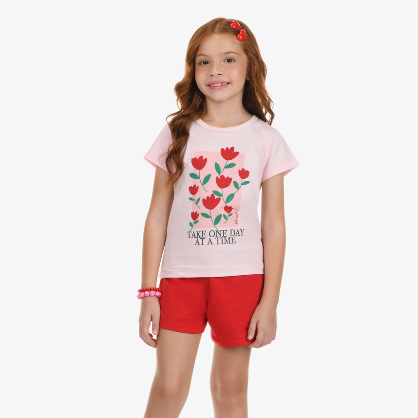 Conjunto Juvenil Rovitex Blusa Estampa Flores E Short Conjunto Juvenil Rovitex Blusa Estampa Flores E Short