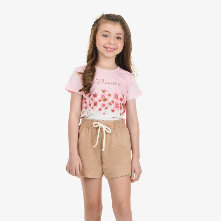 Conjunto Juvenil Rovitex Blusa Estampa Floral E Short Liso Conjunto Juvenil Rovitex Blusa Estampa Floral E Short Liso