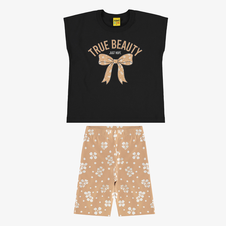 Conjunto Infantil Rovitex Blusa Manga Curta E Short Floral