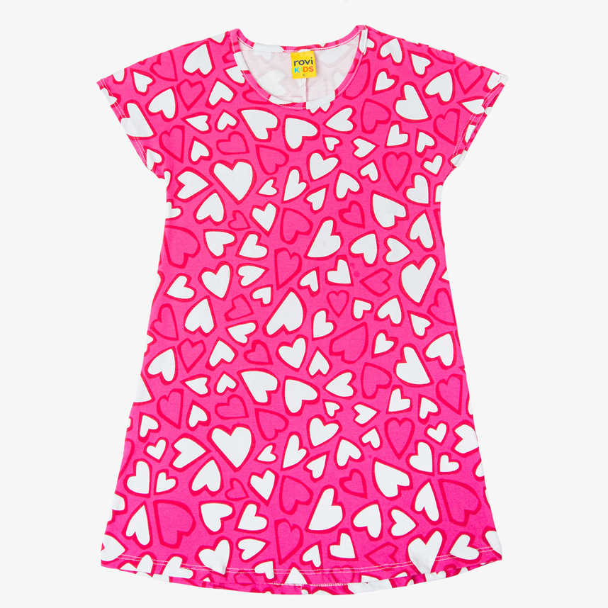 Vestido Infantil Rovitex Manga Curta Estampa Corações Vestido Infantil Rovitex Manga Curta Estampa Corações