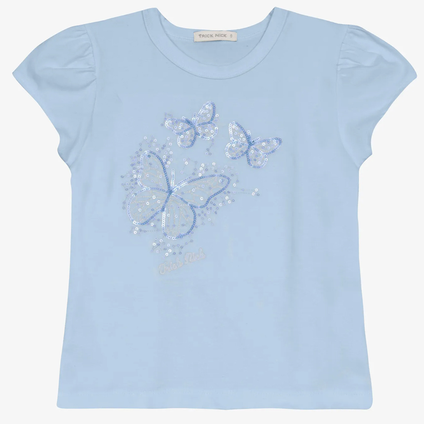 Blusa Infantil Trick Nick Manga Curta Borboletas E Paetê Blusa Infantil Trick Nick Manga Curta Borboletas E Paetê