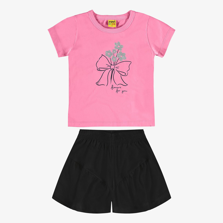 Conjunto Infantil Rovitex Blusa Laço flor E Short