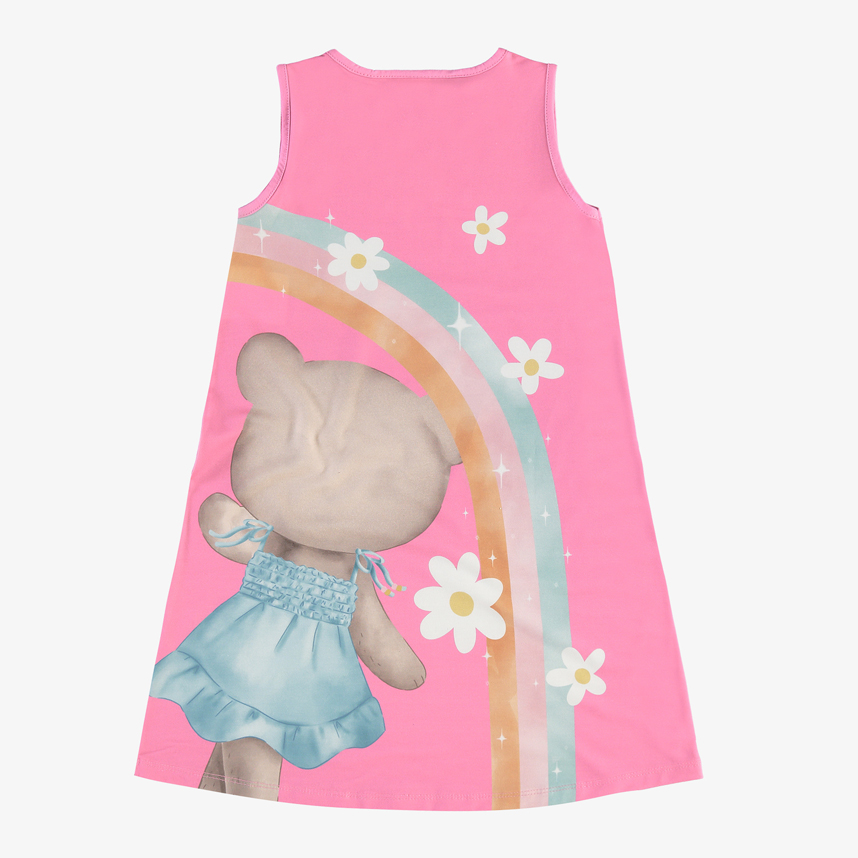 Vestido Infantil Rovitex Cavado Estampa Ursa Arco Íris Vestido Infantil Rovitex Cavado Estampa Ursa Arco Íris