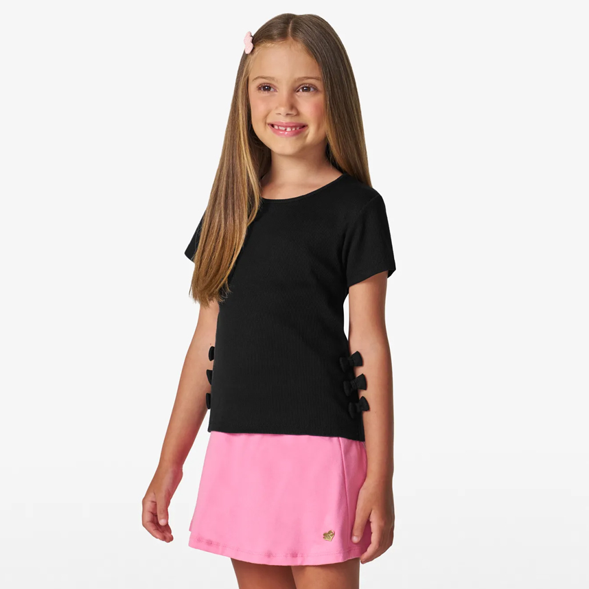 Blusa Infantil Trick Nick Manga Curta Laços Lateral Blusa Infantil Trick Nick Manga Curta Laços Lateral