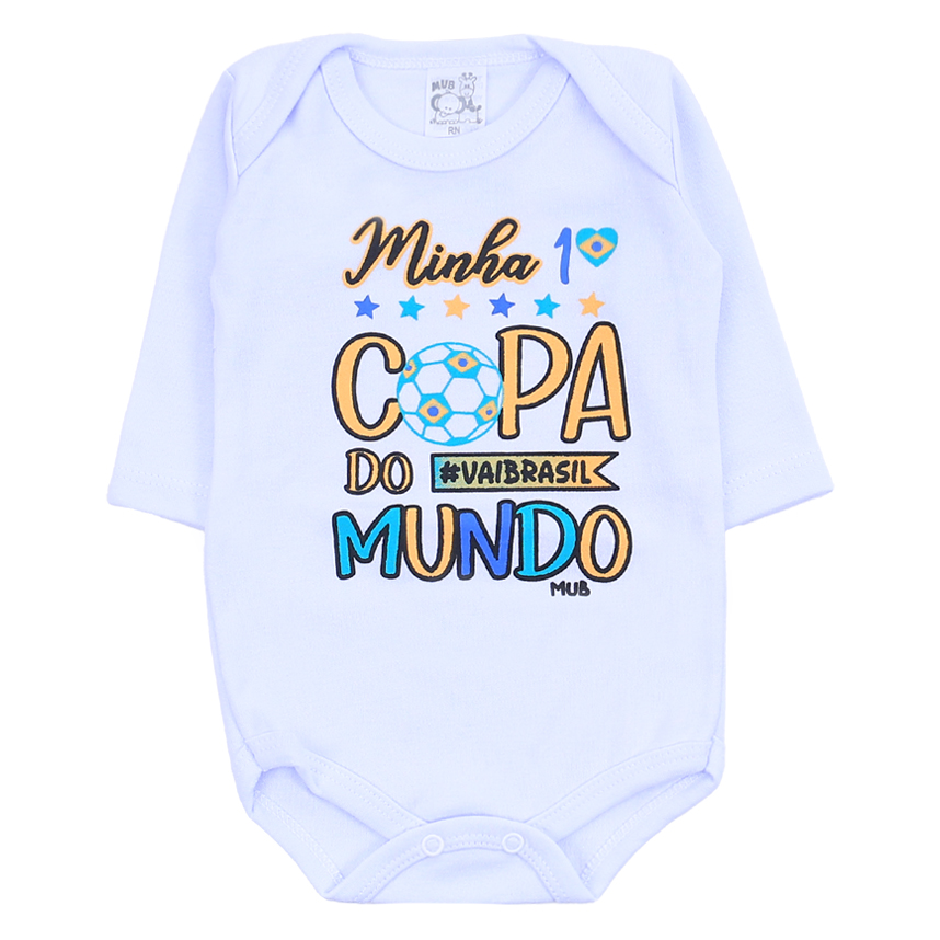 Kit Body Mub Manga Curta Estampa Copa Do Mundo 3 Peças Kit Body Mub Manga Curta Estampa Copa Do Mundo 3 Peças