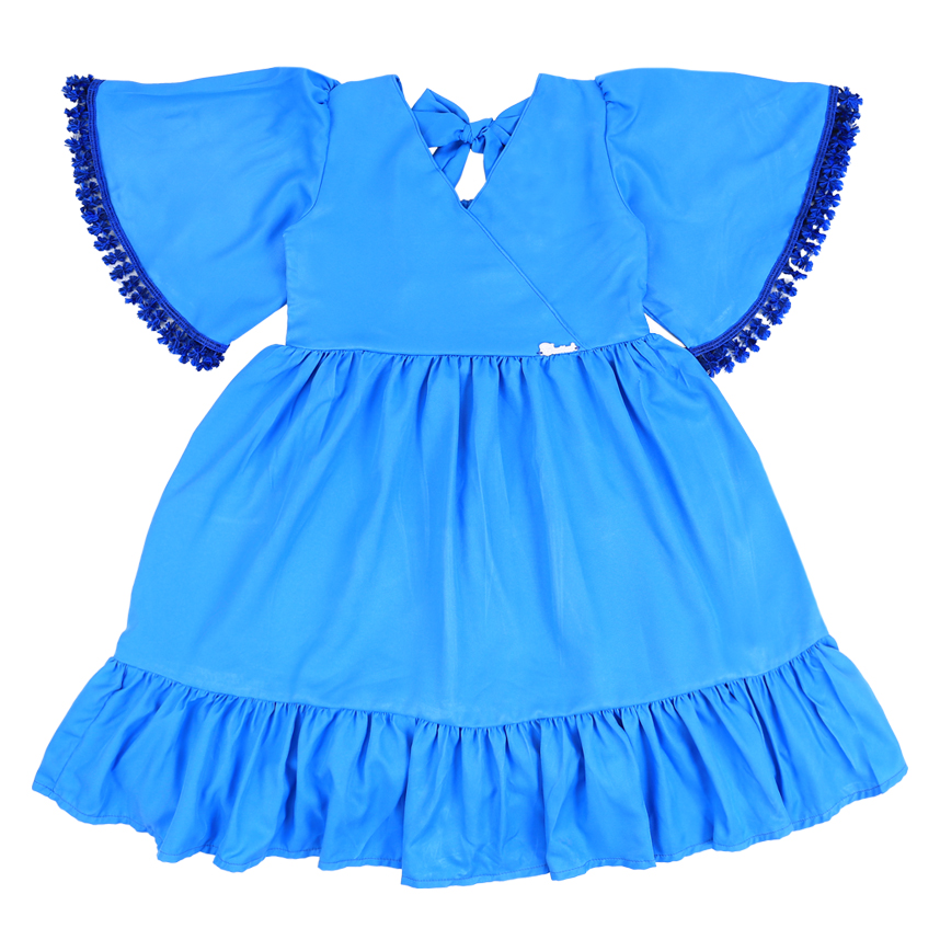 Vestido Infantil Cattai Manga Curta Barra Babados