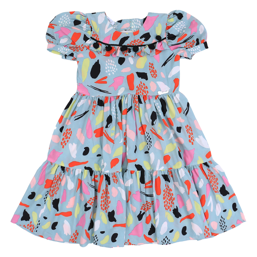 Vestido Infantil CattaI Estampado Com Babado No Peito