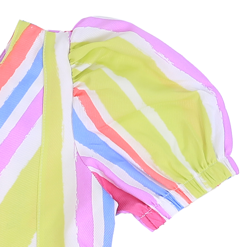 Vestido Infantil Cattai Estampa Listras Coloridas Vestido Infantil Cattai Estampa Listras Coloridas