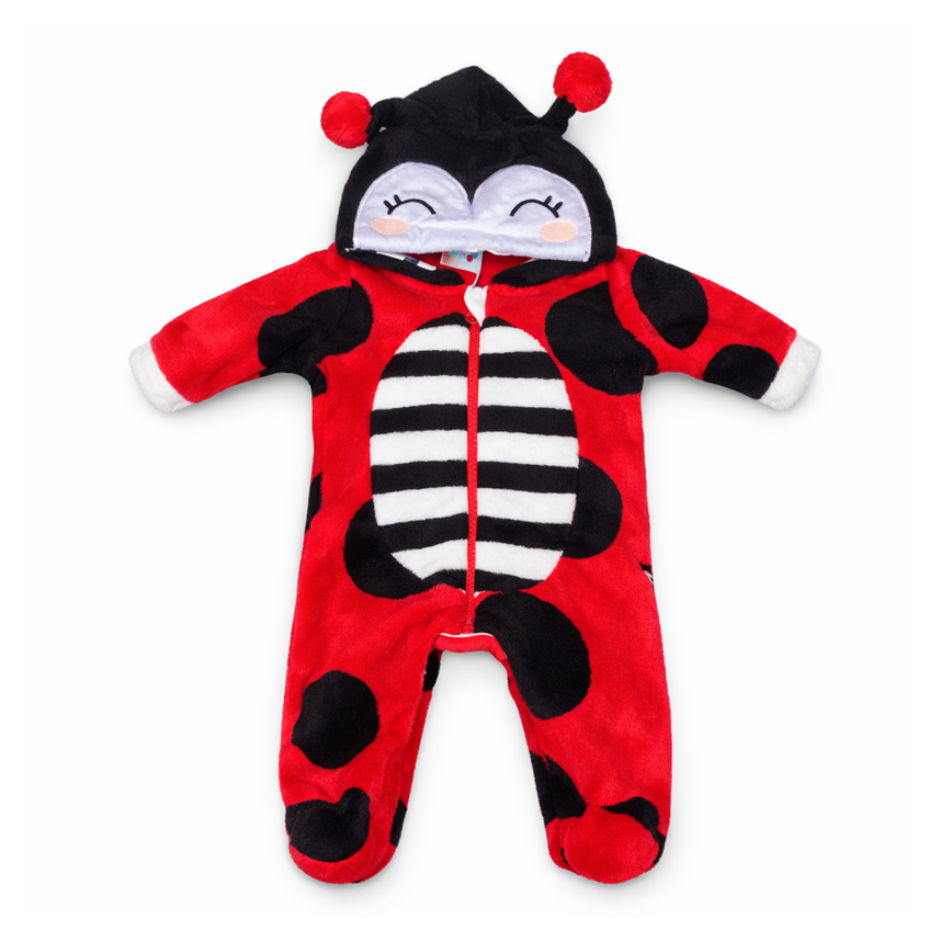 Macacão Bebê Longo Tip Top Pelo Capuz Bordado Joaninha