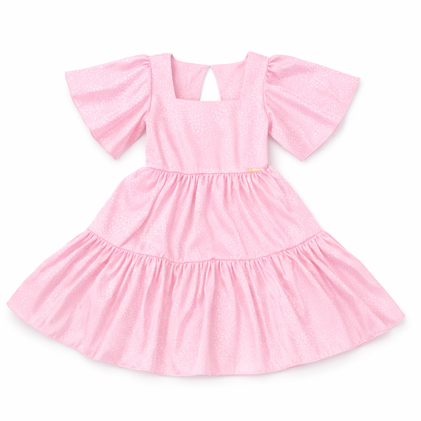 Vestido Infantil Cattai Estampa Rosa De Oncinha