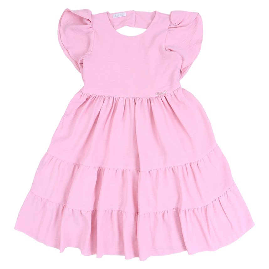 Vestido Infantil CattaI Liso Com Manga Transpassada