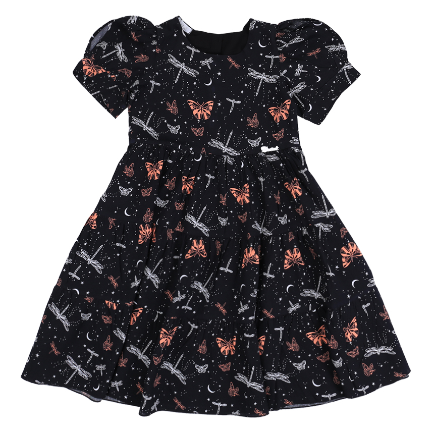Vestido Infantil Cattai Estampado Com Babados