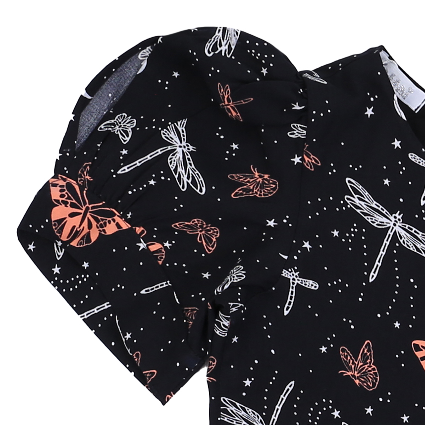 Vestido Infantil Cattai Estampado Com Babados Vestido Infantil Cattai Estampado Com Babados