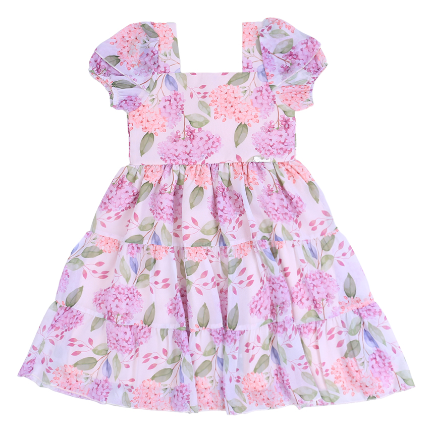 Vestido Infantil Cattai Floral De Hortência