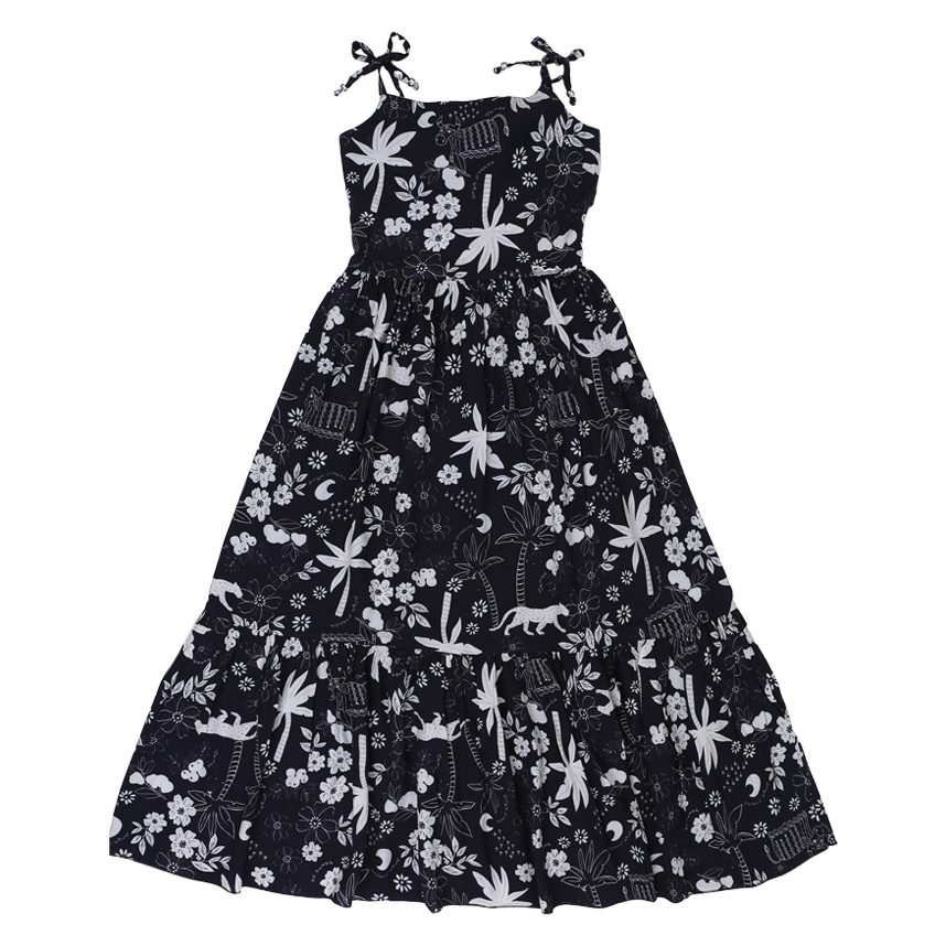 Vestido Longo Infantil Cattai Com Alça Estampado