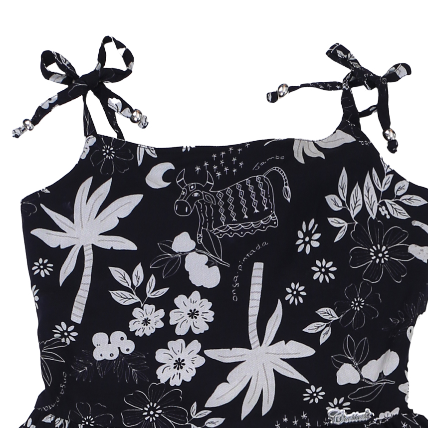 Vestido Longo Infantil Cattai Com Alça Estampado Vestido Longo Infantil Cattai Com Alça Estampado