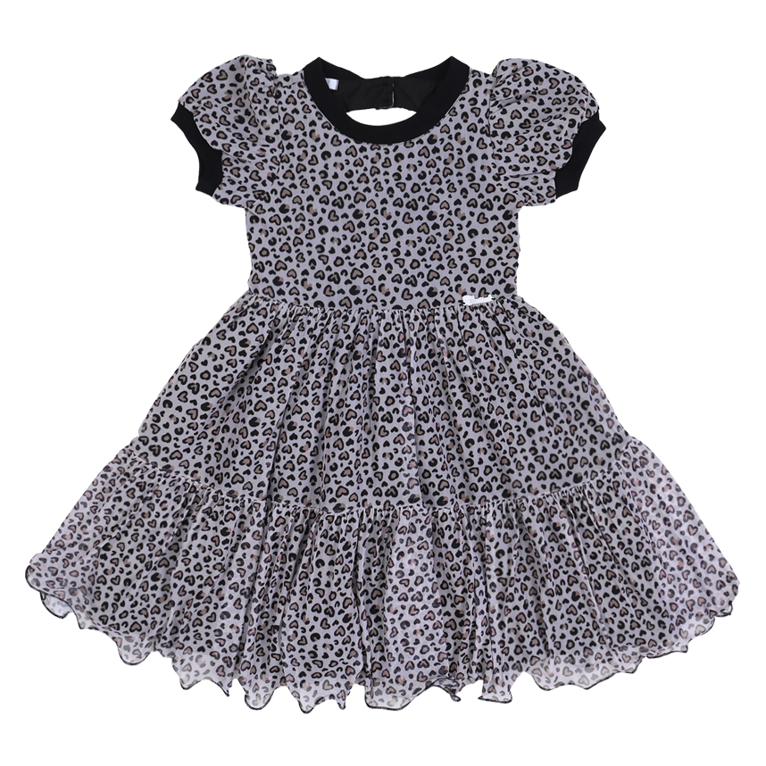 Vestido Infantil Cattai Tule Estampa Onça
