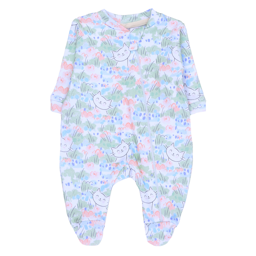 Macacão Longo Bebê Patimini Estampa Gatinhas