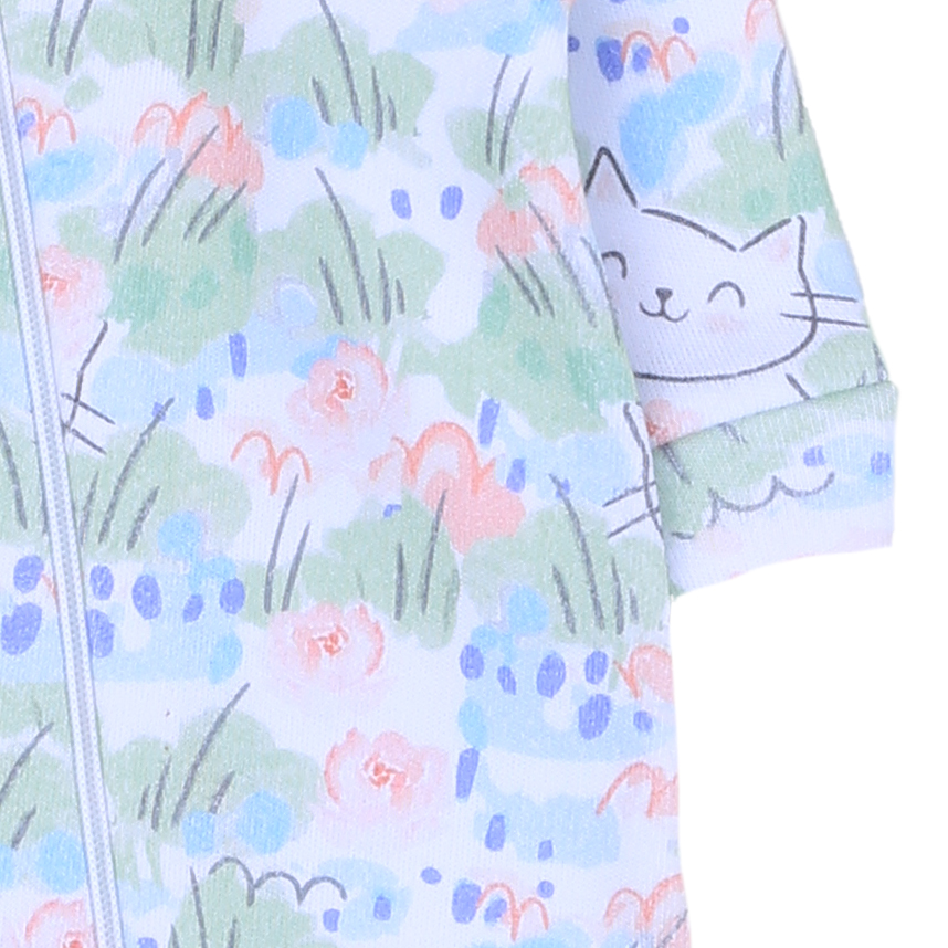 Macacão Longo Bebê Patimini Estampa Gatinhas Macacão Longo Bebê Patimini Estampa Gatinhas