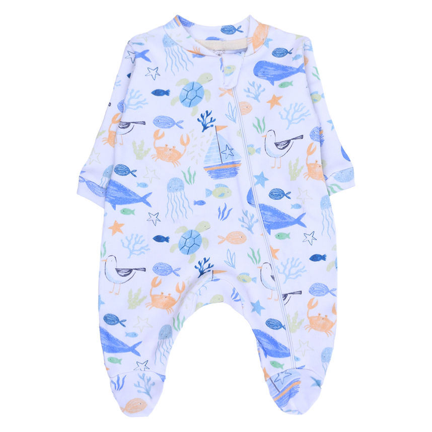 Macacão Longo Bebê Patimini Estampa Fundo Do Mar