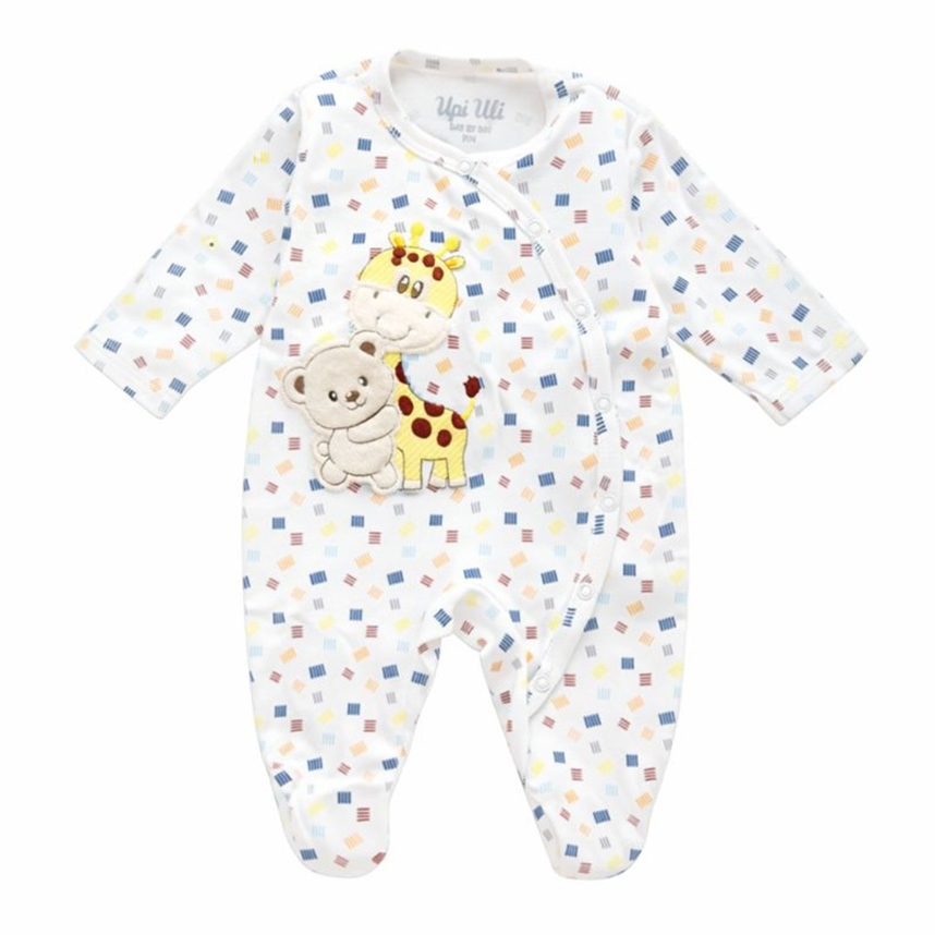 Macacão Longo Bebê  Day By Day Suedine Bordado Girafa