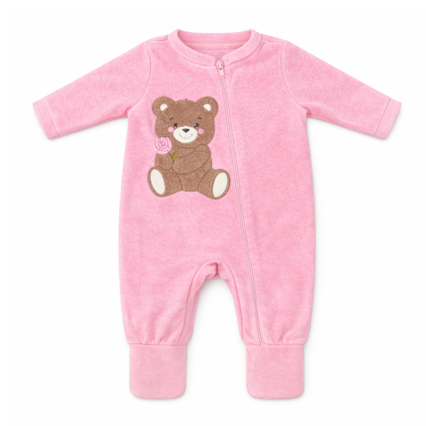 Macacão Longo Bebê Day By Day Buckle Bordado Ursa