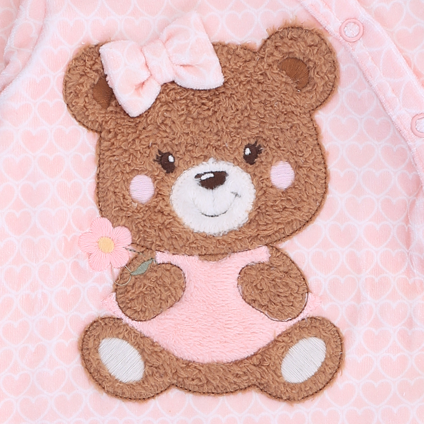 Macacão Longo Bebê Day By Day Com Botões Bordado Ursinha Macacão Longo Bebê Day By Day Com Botões Bordado Ursinha