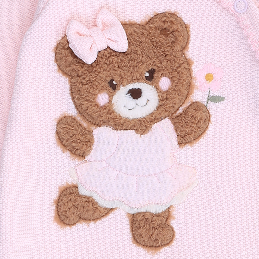 Macacão Longo Bebê Day By Day Bordado Ursa Vestido Macacão Longo Bebê Day By Day Bordado Ursa Vestido