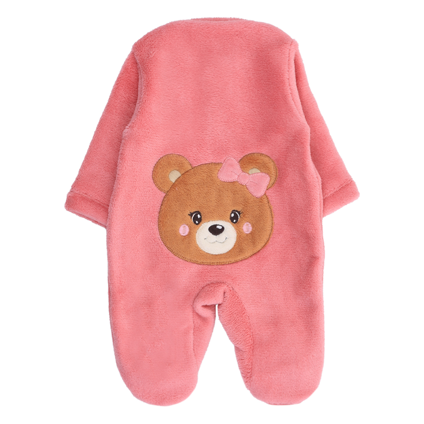 Macacão Longo Bebê Day By Day Fleece Pelo Bordado Ursa Macacão Longo Bebê Day By Day Fleece Pelo Bordado Ursa