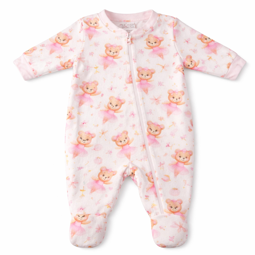 Macacão Longo Bebê Day By Day  Estampa Ursa Bailarina