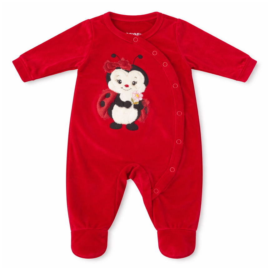 Macacão Longo Bebê Day By Day Bordado Joaninha