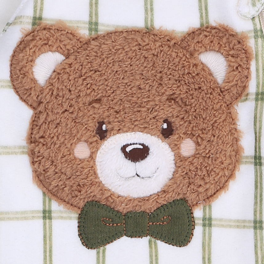 Macacão Longo Bebê Day By Day Suedine Xadrez Bordado Urso Macacão Longo Bebê Day By Day Suedine Xadrez Bordado Urso