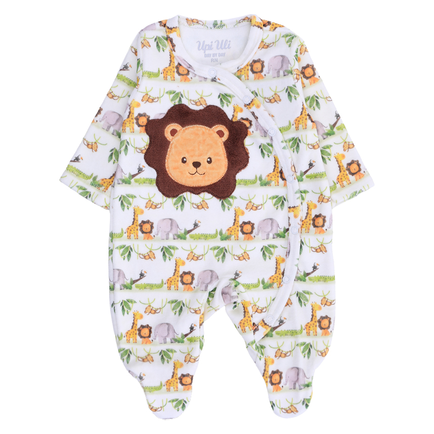 Macacão Longo Bebê Day By Day Suedine Bordado Leão