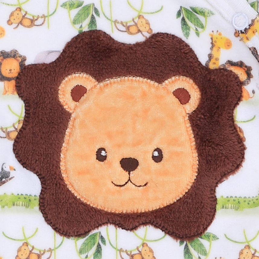 Macacão Longo Bebê Day By Day Suedine Bordado Leão Macacão Longo Bebê Day By Day Suedine Bordado Leão