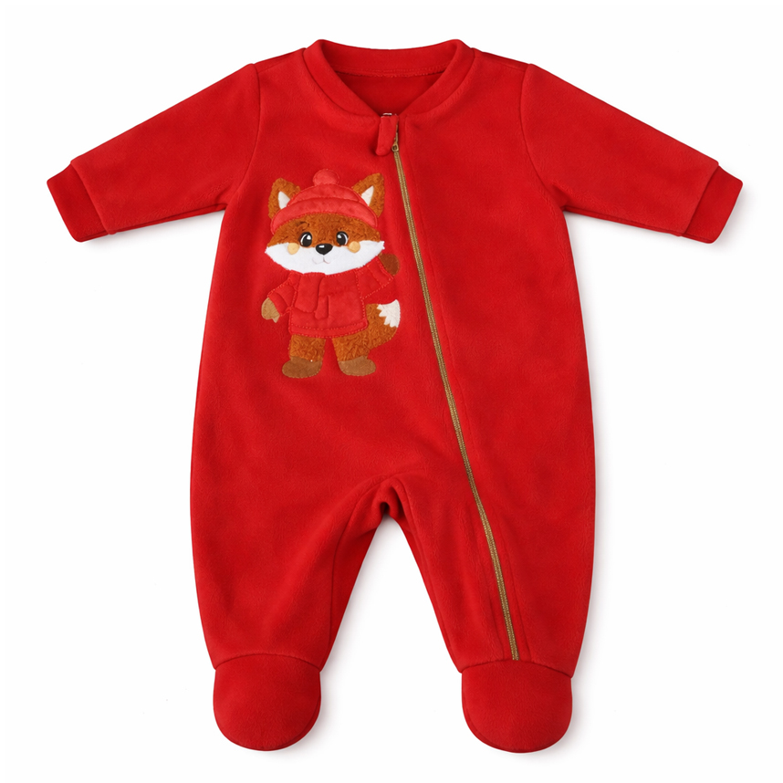 Macacão Longo Bebê Day By Day Soft Bordado Raposa