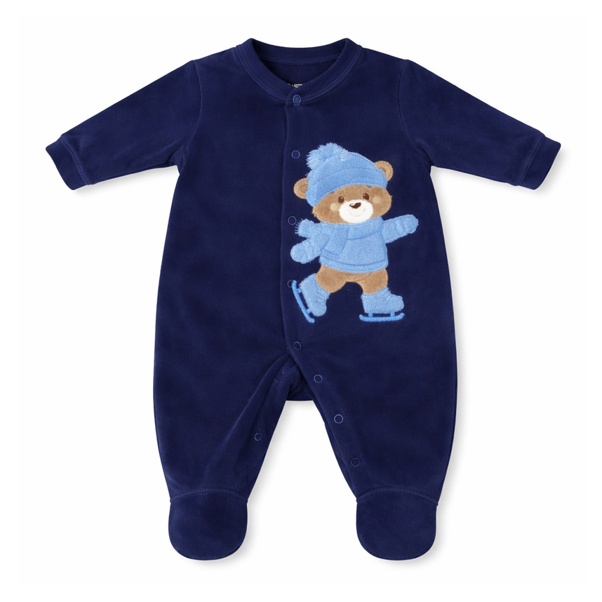 Macacão Longo Bebê Day By Day Bordado Urso Patins